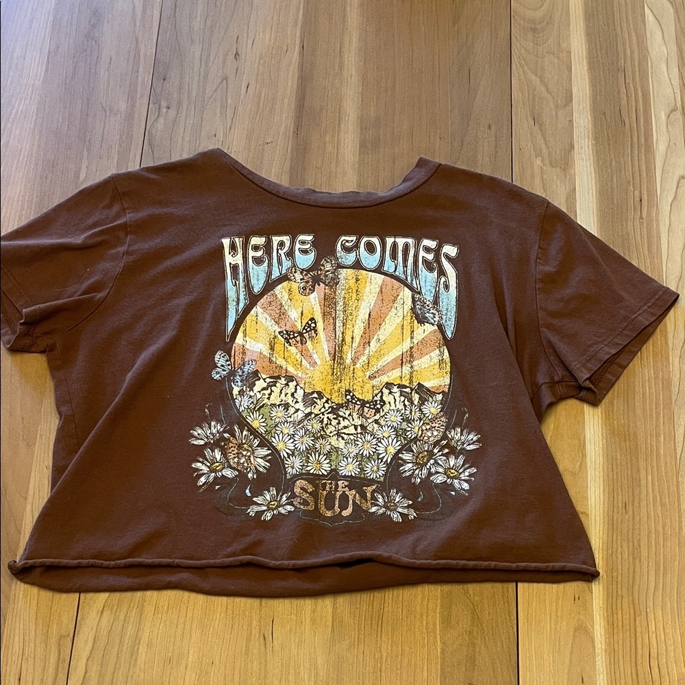 Altar'd State Brown Graphic Crop Top